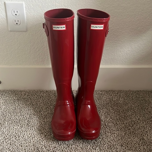 Hunter Shoes Gloss Red Hunter Rain Boots Poshmark